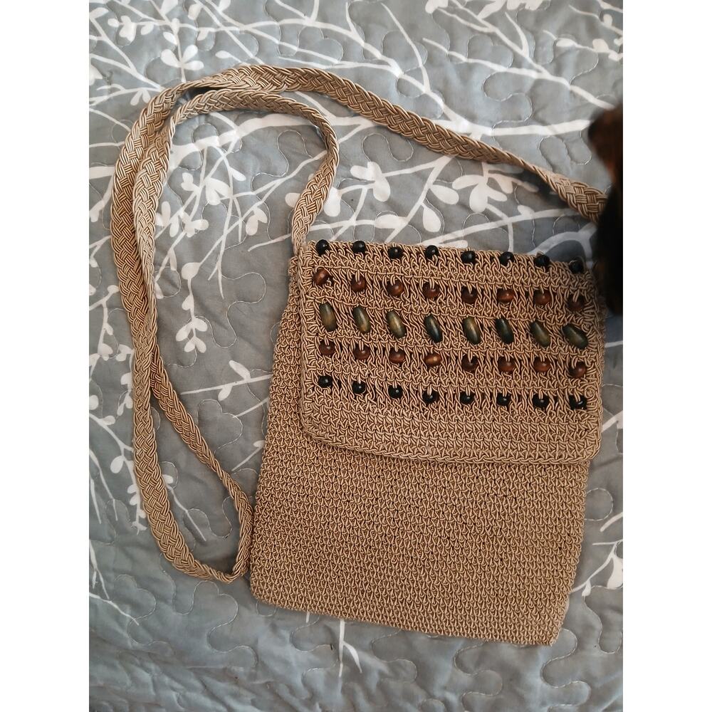 Jackson beaded crochet purse tan